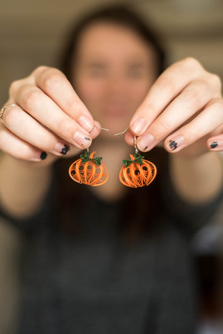 Make Your Own Paper Quilled Pumpkin Earrings!