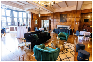 The oak-paneled Bausch & Lomb Parlor at the Memorial Art Gallery