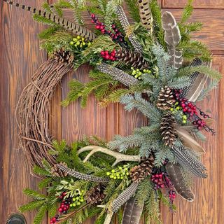 Saturday, December 12th | 2:00PM-3:30PM | Grapevine Wreath with Feathers & Antlers