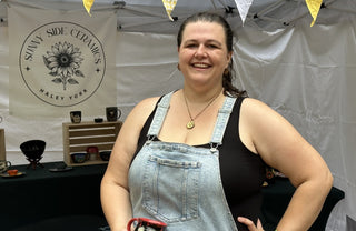 Haley York at her Sunny Side Ceramics display