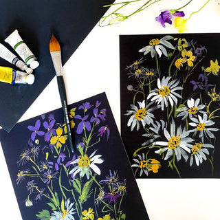 Friday, May 15th | 6:00PM-8:00PM | Daisies in Watercolor: Black Watercolor Paper Painting